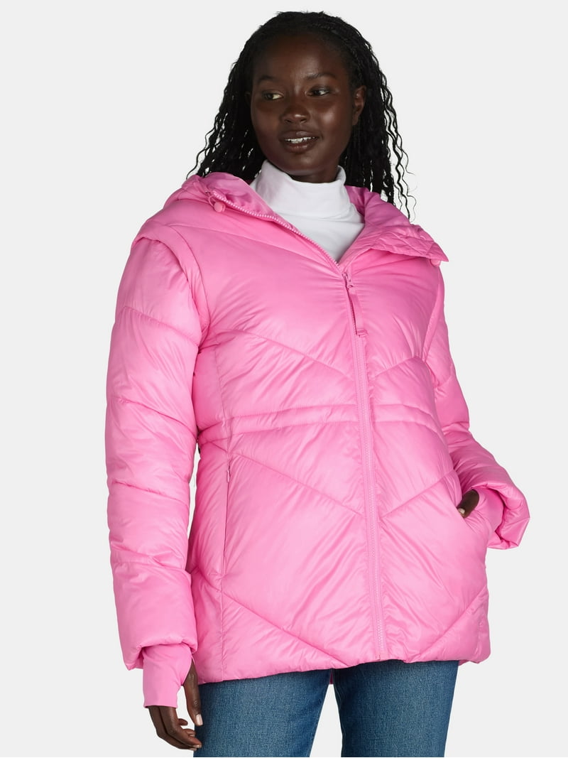 Ozark Trail Women's Convertible Puffer Jacket, Heavyweight, Water
