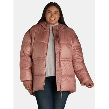 Ozark Trail Women's and Women’s Plus Hooded Puffer Jacket, Mid Length, Size XS-3X
