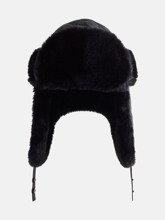 Women's Quilted Trapper Hat, Black