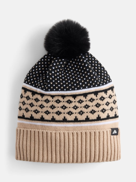 Women's Ribbed Cuff Beanie Hat, Khaki