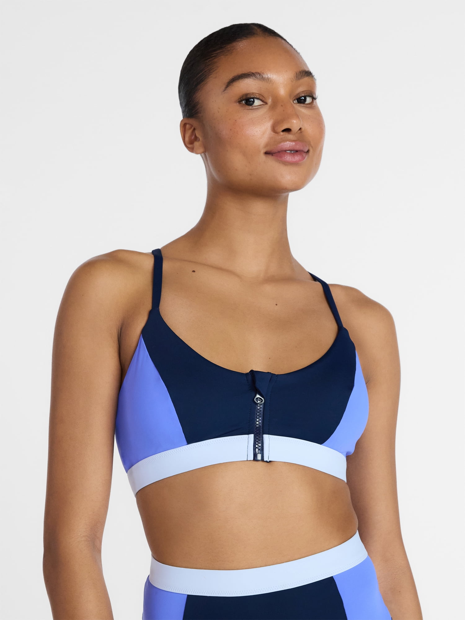 Ozark Trail Women's and Women's Plus Size Zip Front Swim Top, Sizes XS-1X