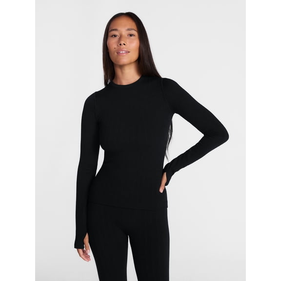Ozark Trail Women’s Warmer Thermal Long Sleeve Seamless Fleece Top, Sizes XS-XXL
