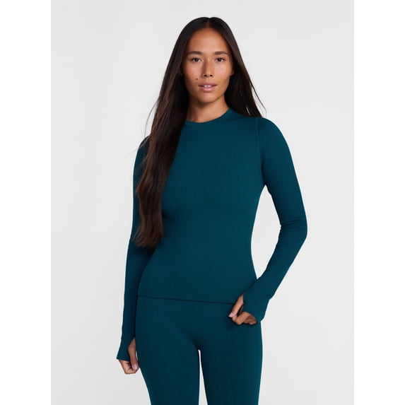 Ozark Trail Women’s Warmer Thermal Long Sleeve Seamless Fleece Top, Sizes XS-XXL