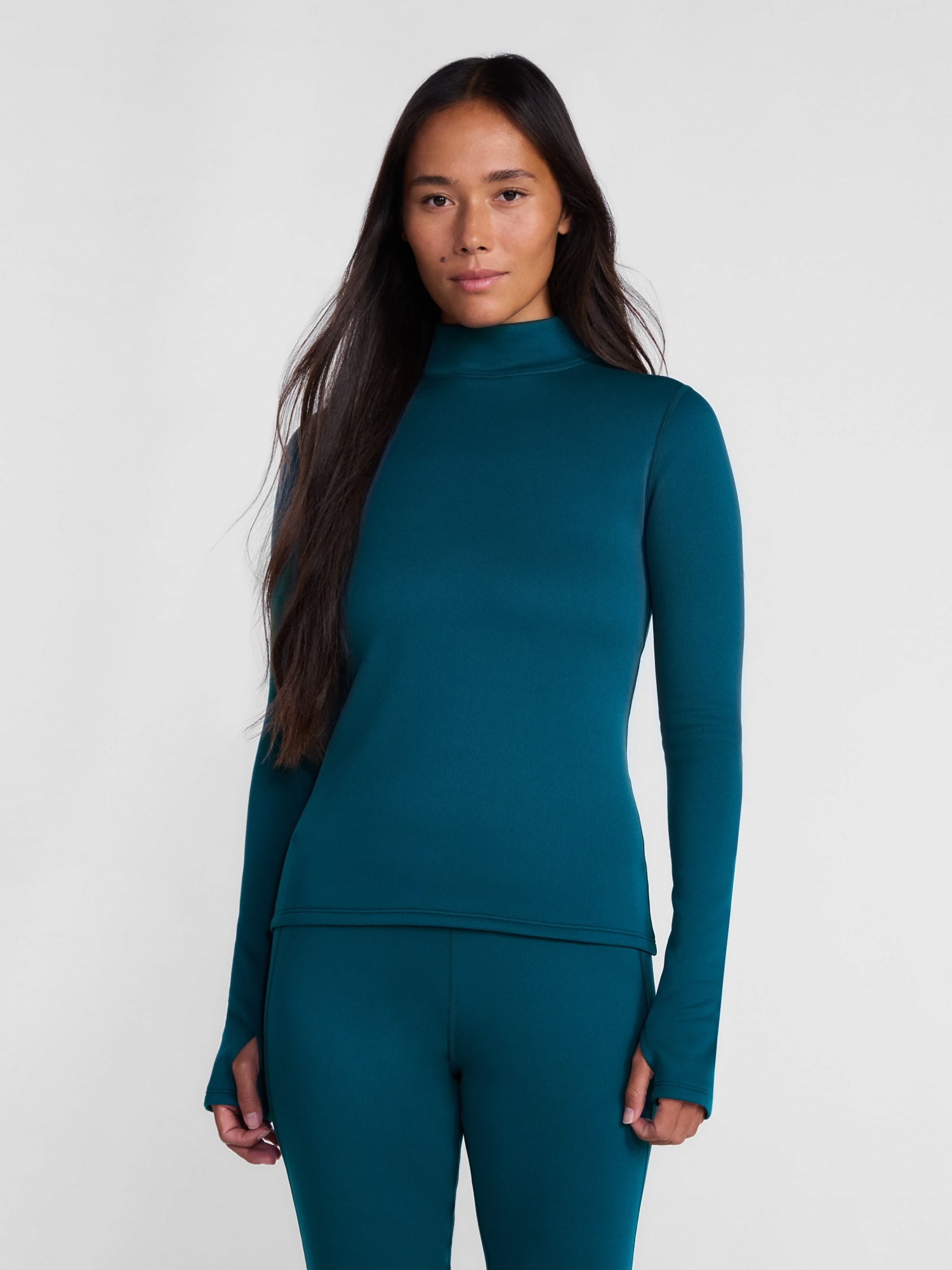 Ozark Trail Women's Warmest Thermal Long Sleeve Fleece Mockneck Top, Sizes XS-XXL