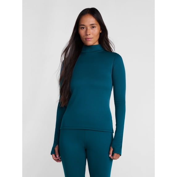 Ozark Trail Women's Warmest Thermal Long Sleeve Fleece Mockneck Top, Sizes XS-XXL