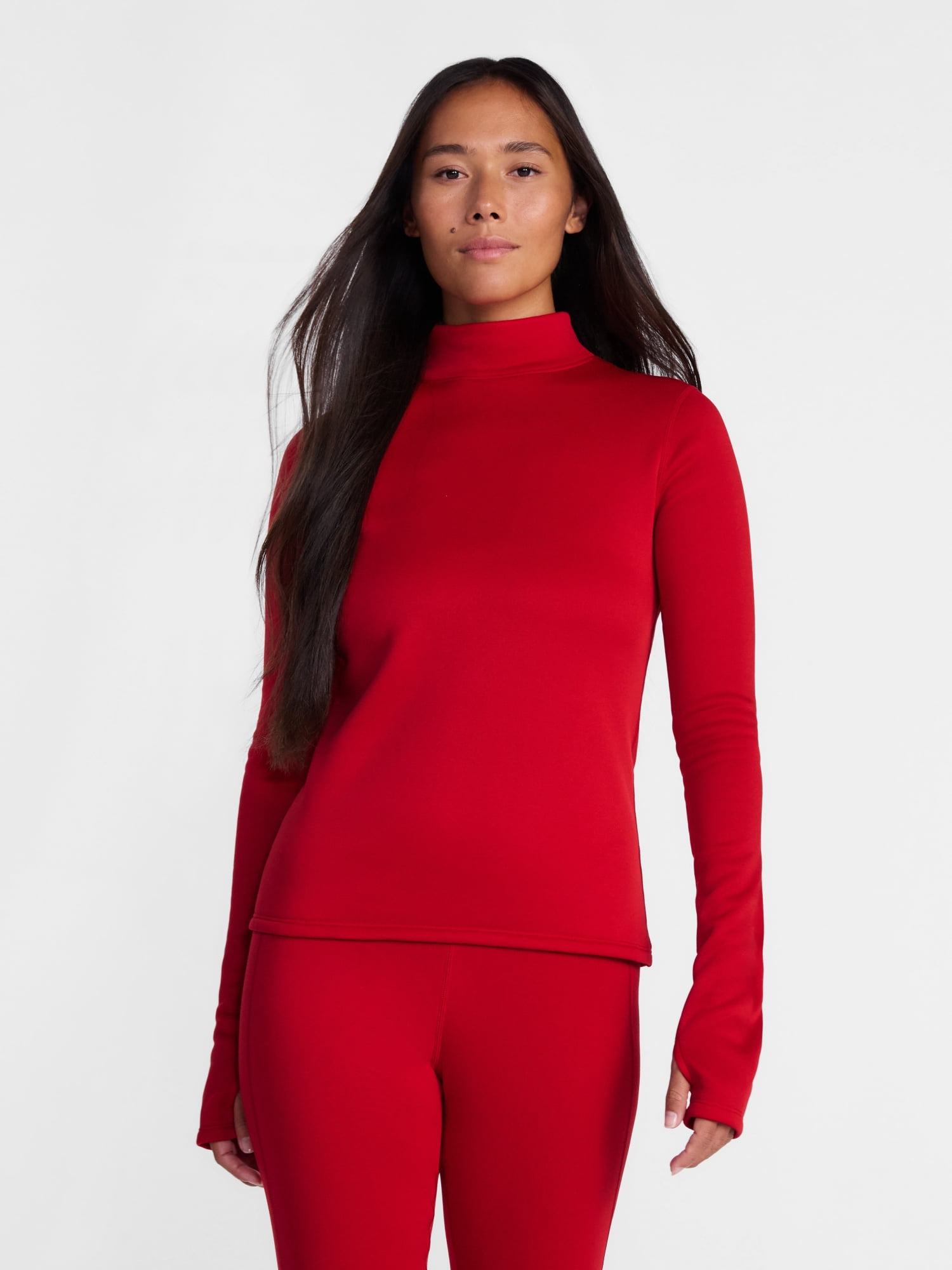 Ozark Trail Women's Warmest Thermal Long Sleeve Fleece Mockneck Top, Sizes XS-XXL
