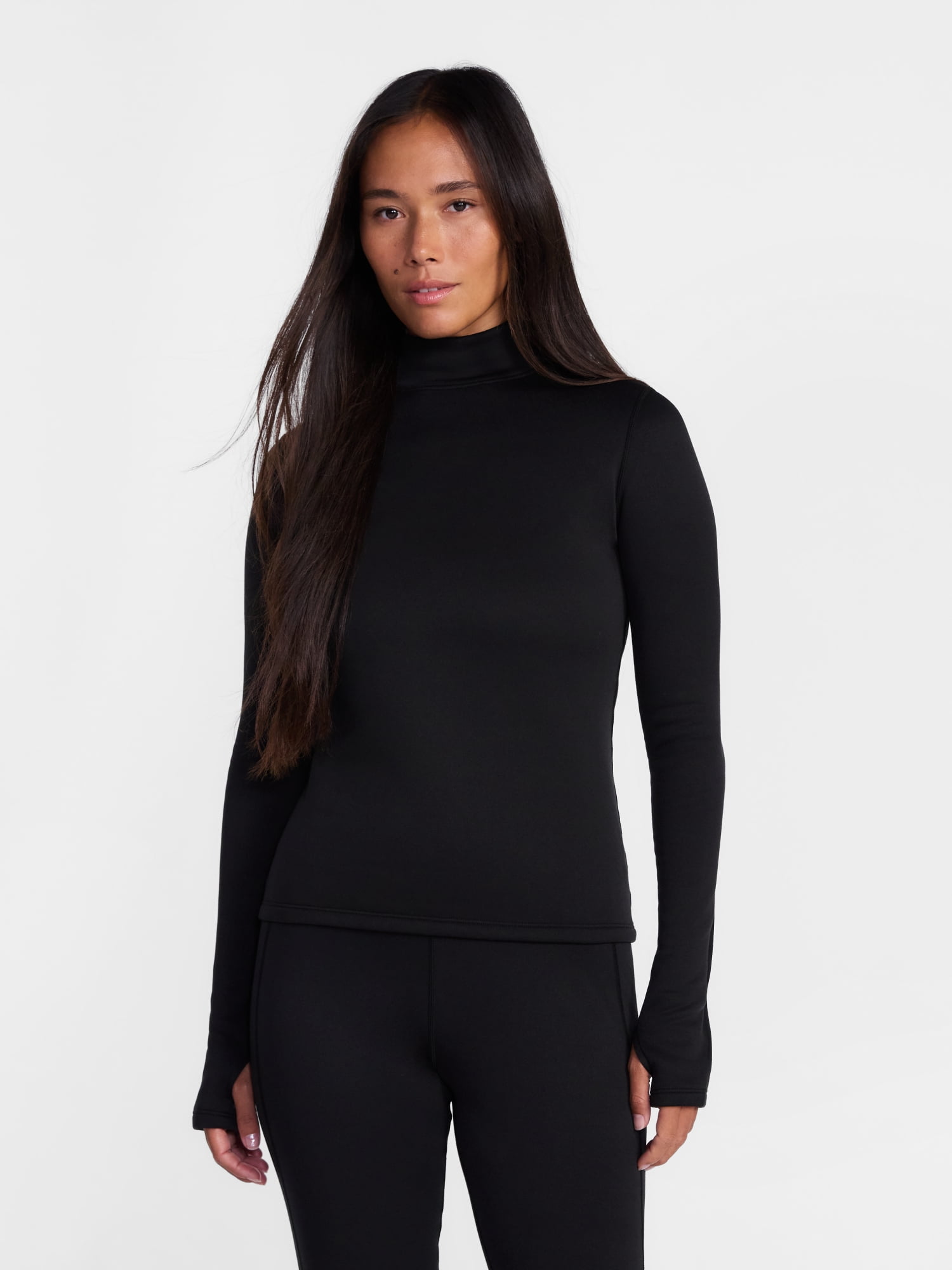Ozark Trail Women's Warmest Thermal Long Sleeve Fleece Mockneck Top, Sizes XS-XXL
