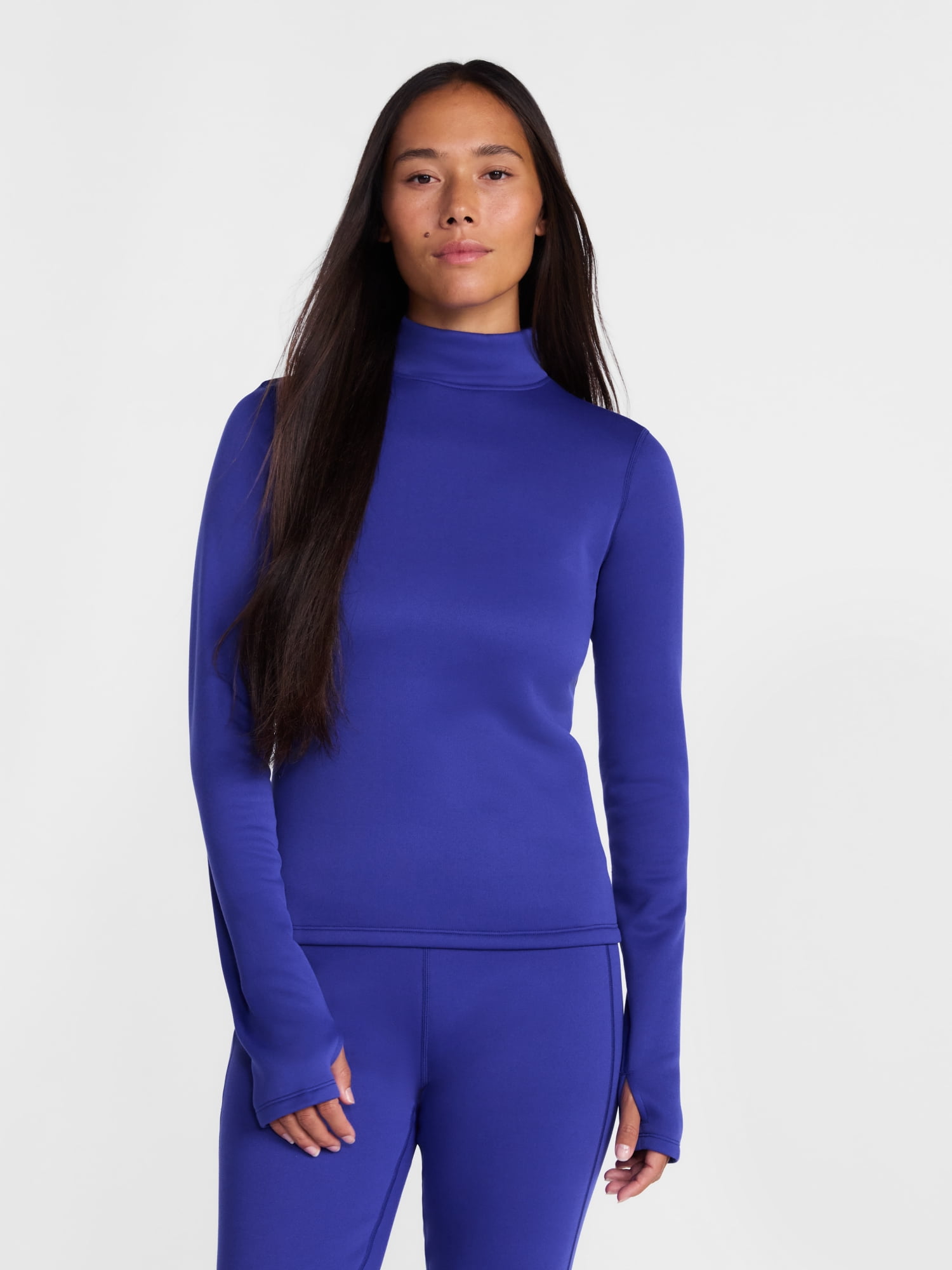 Ozark Trail Women's Warmest Thermal Long Sleeve Fleece Mockneck Top, Sizes XS-XXL