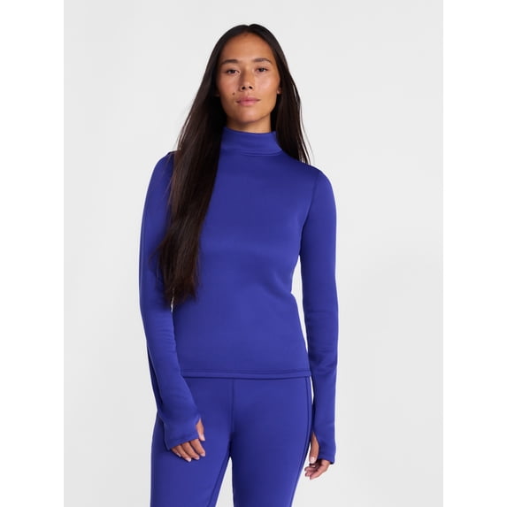 Ozark Trail Women's Warmest Thermal Long Sleeve Fleece Mockneck Top, Sizes XS-XXL