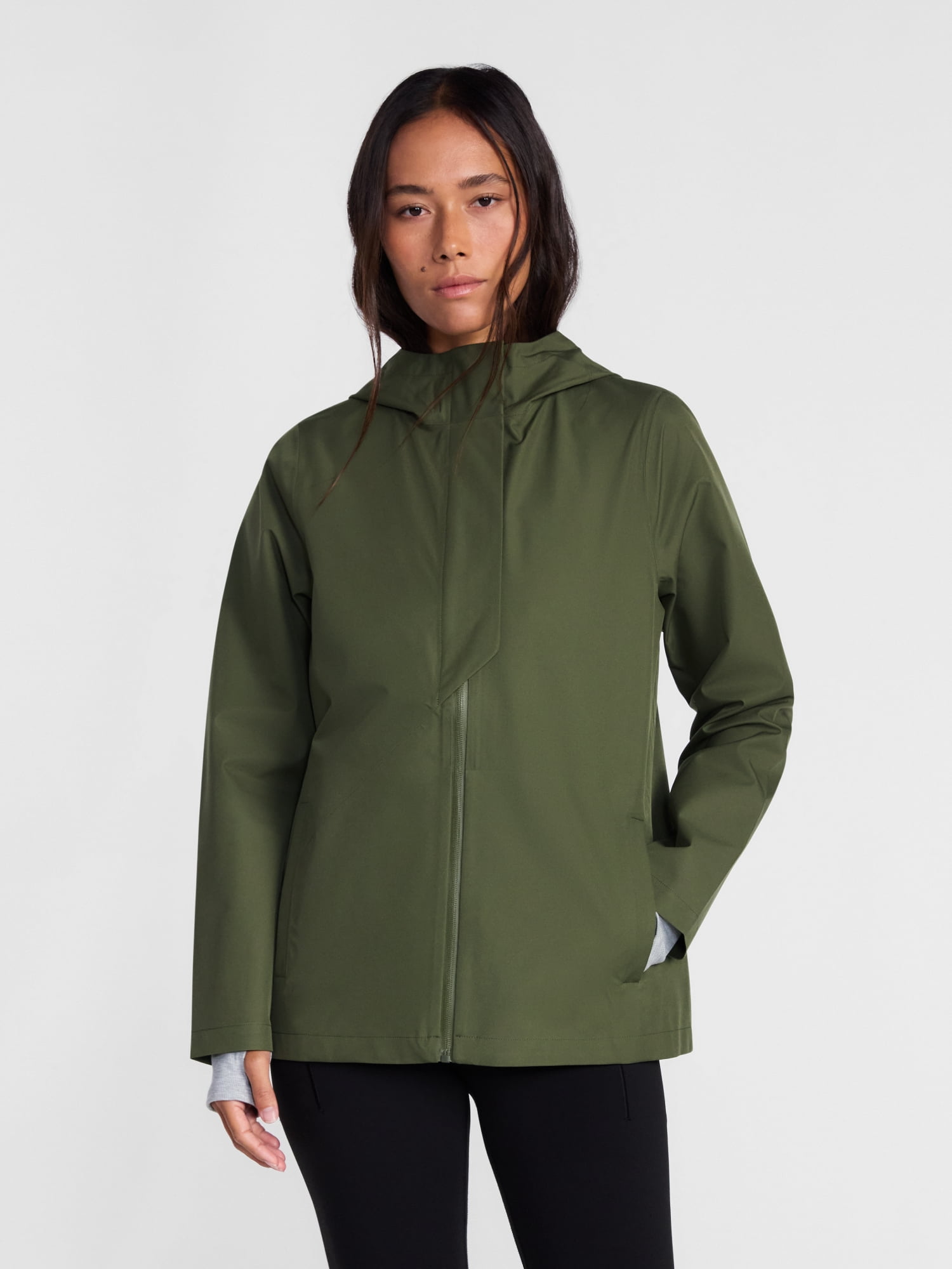Ozark Trail Women's and Women's Plus Asymmetrical Zip Rain Jacket, Sizes XS-3X