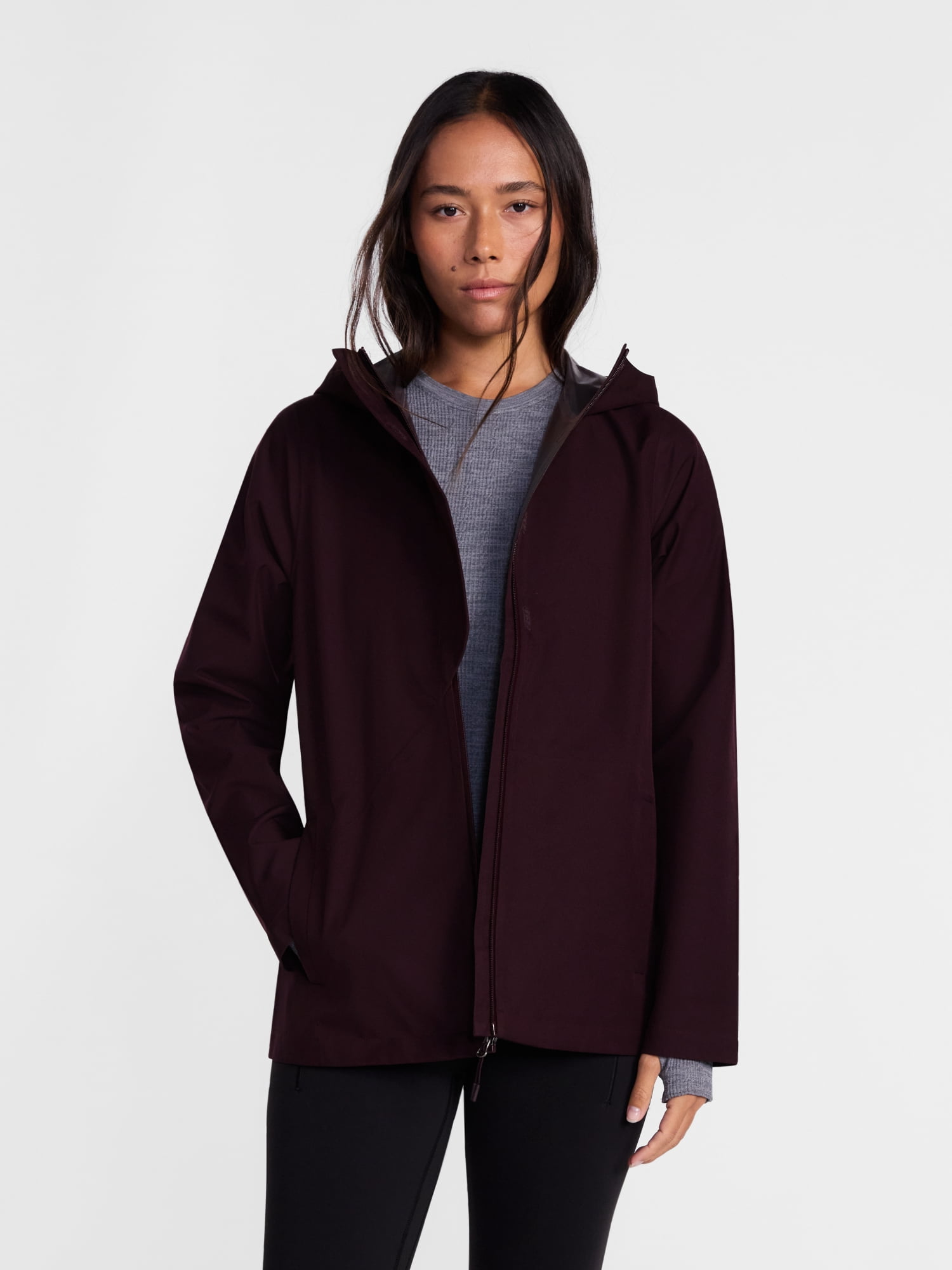 Ozark Trail Women's and Women's Plus Asymmetrical Zip Rain Jacket, Sizes XS-3X
