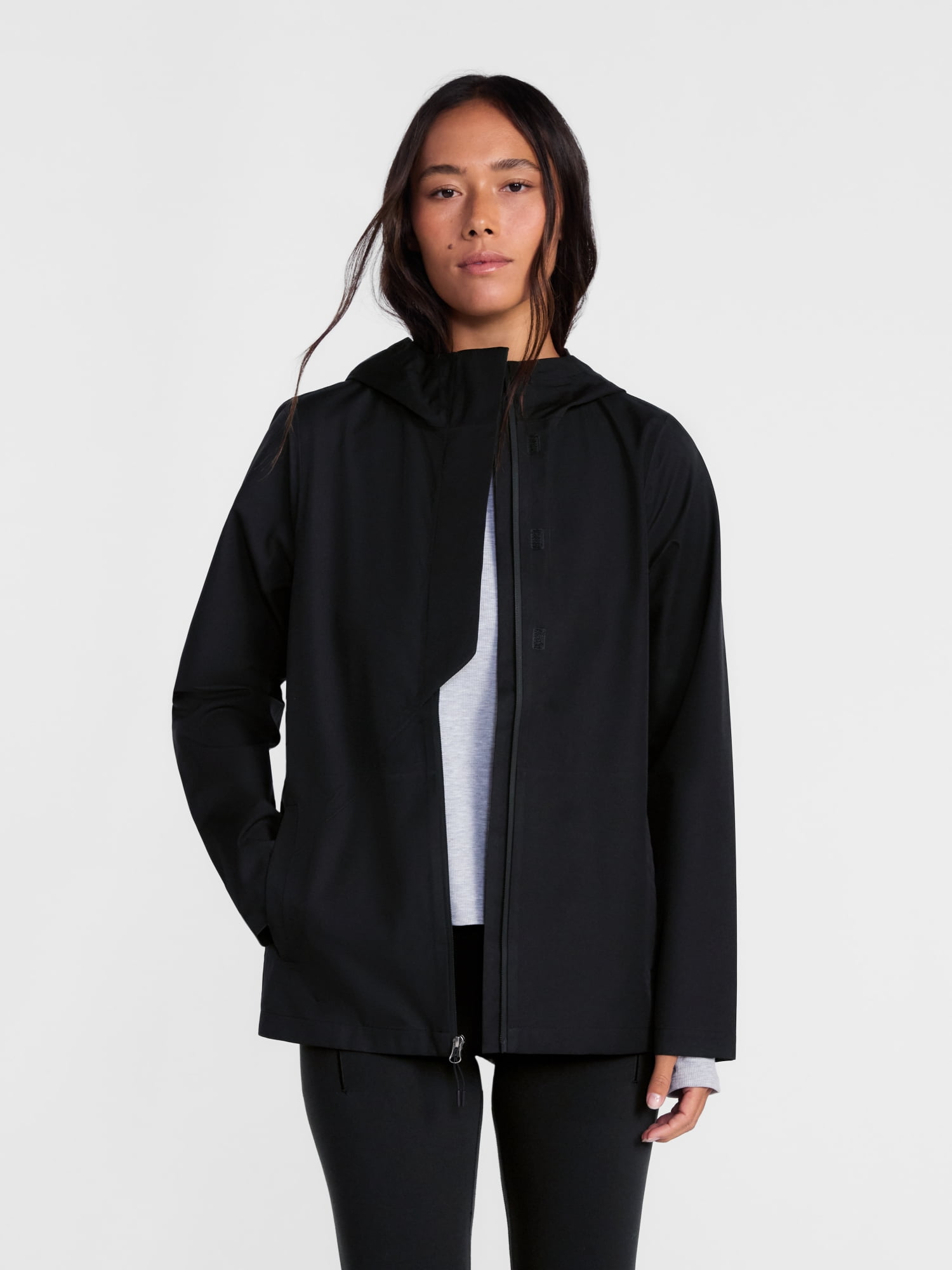 Ozark Trail Women's and Women's Plus Asymmetrical Zip Rain Jacket, Sizes XS-3X