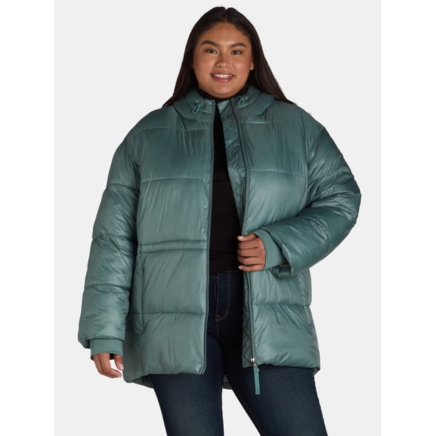 Ozark Trail Women's and Women's Plus Hooded Puffer Jacket, Mid