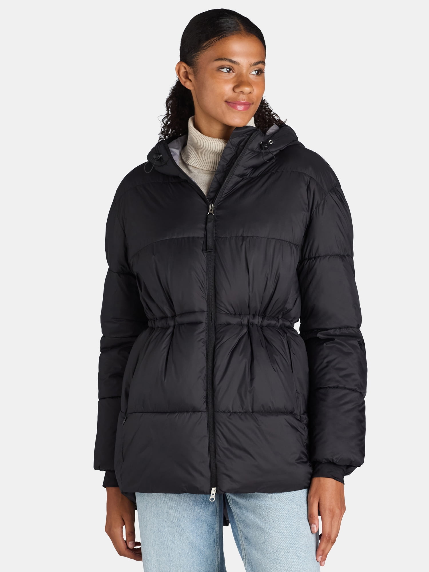 Ozark Trail Women's and Women's Plus Hooded Puffer Jacket, Mid