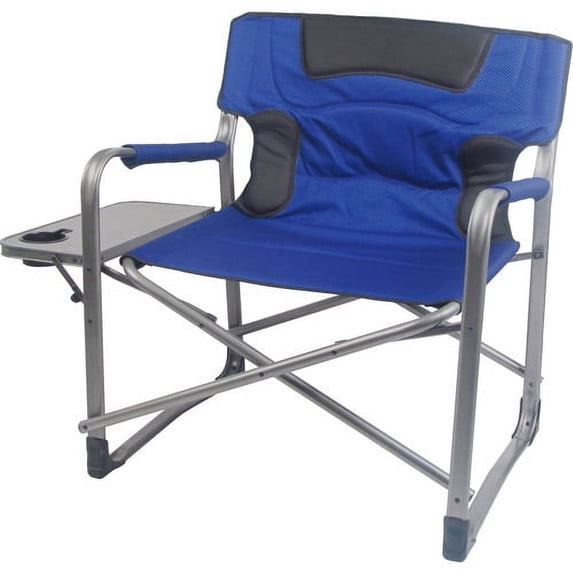 Ozark Trail XXL Folding Director Chair with Side Table, Blue, Adult, 400 lb Capacity