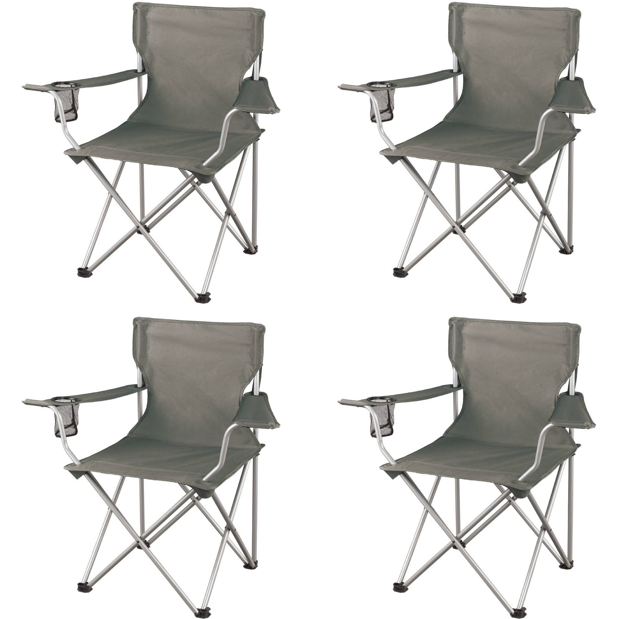 Ozark Trail ZM110904Y Classic Adult Folding Camp Chairs with Mesh Cup Holder, Set of 4