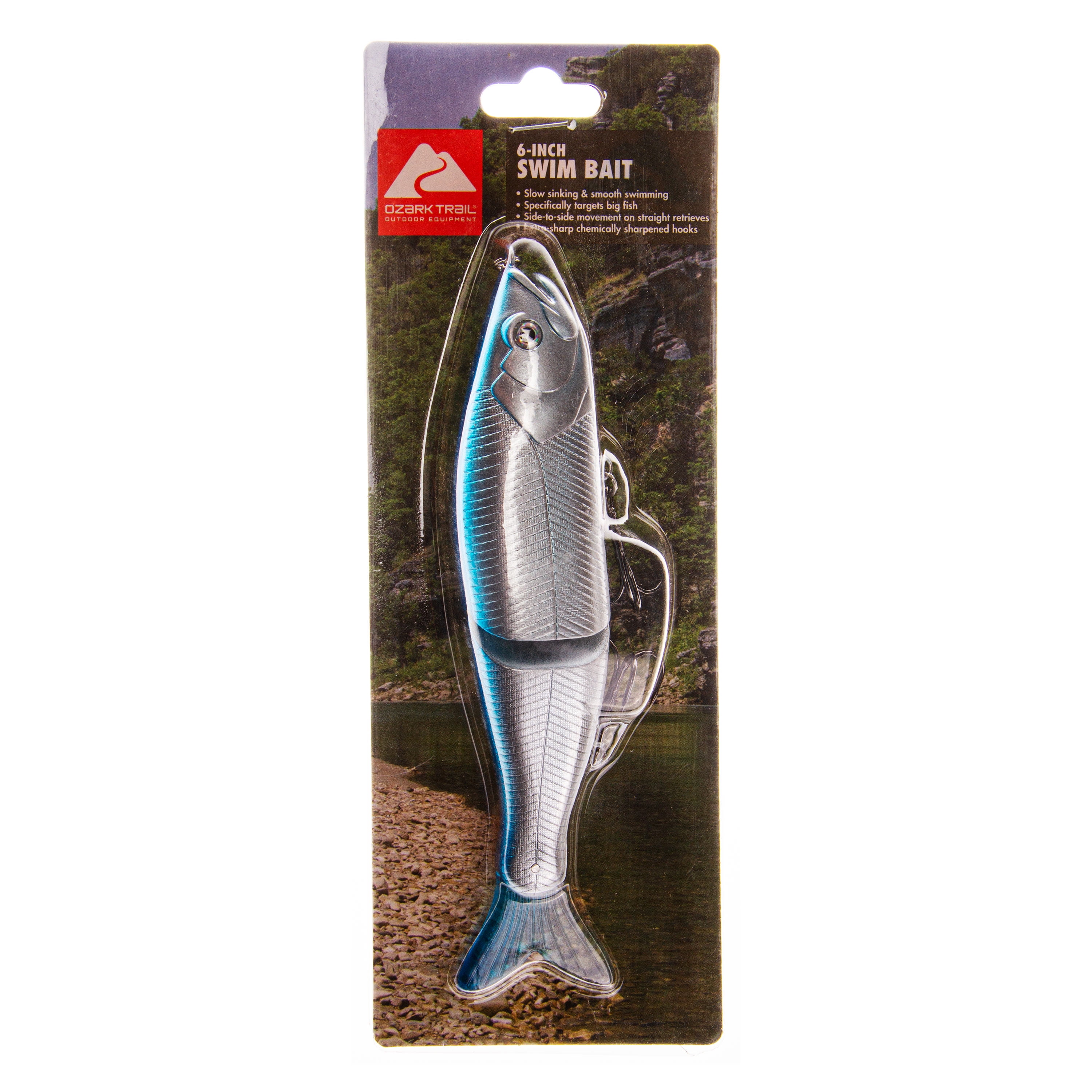 Ozark Trail Hard Plastic Freshwater Swimbait Fishing Lure 6 inch. Brightly Colored to Attract Nearby fish., Size: 6 inch