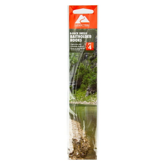 Ozark Trails Bronze Baitholder Snelled Hook Size #4 8 Pack