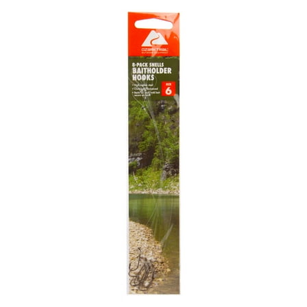 Ozark Trail Bronze Baitholder Snelled Hooks Size 6 8 Pack for Freshwater Fishing