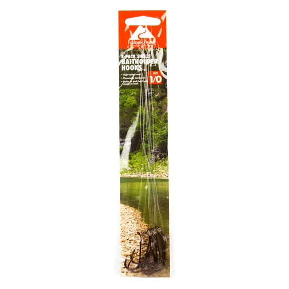Ozark Trails Bronze Light Wire Baitholder Snelled Hook Size 1/0 8 Pack