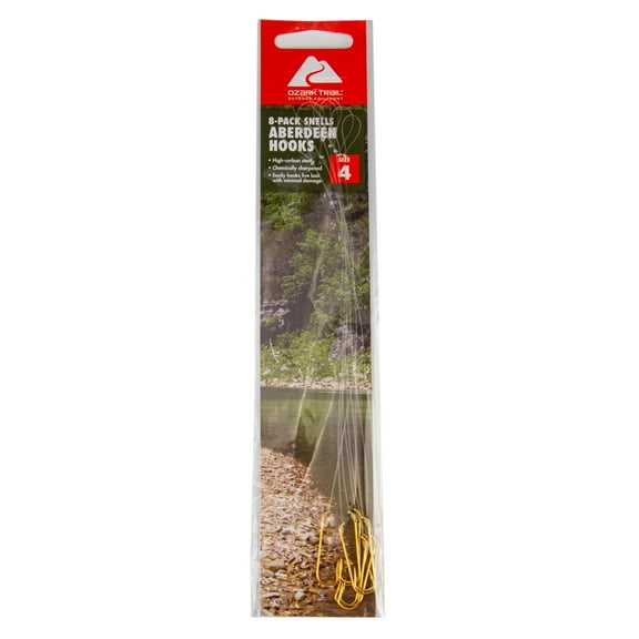 Ozark Trails Gold Aberdeen snelled hooks size #4, 8 pack