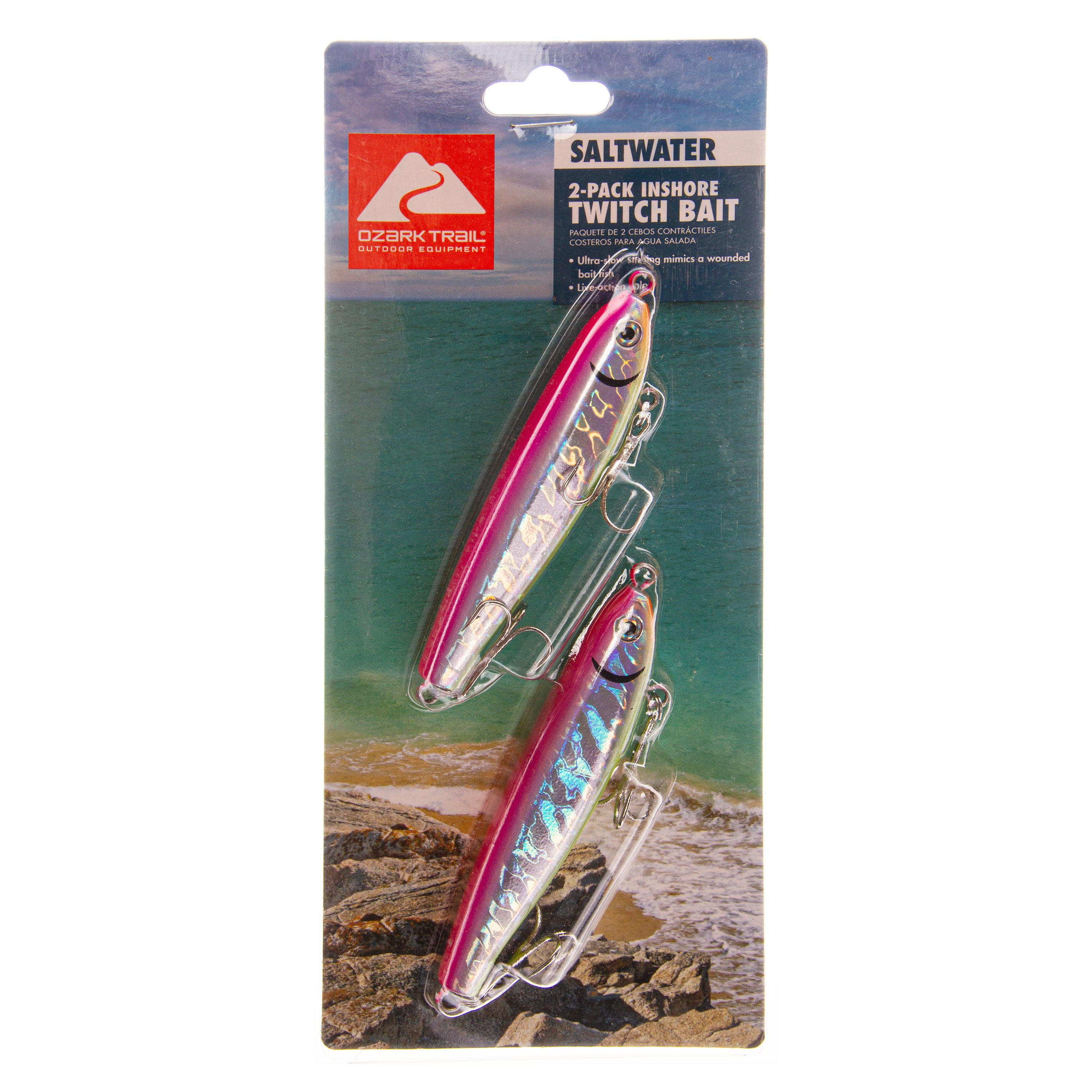 Ozark Trails Hard Plastic Saltwater Inshore Fishing Lure, 2-pack. Painted  in fish attracting colors
