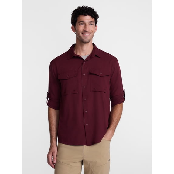 Ozark Trail Men's Fishing Shirt with Long Sleeves, Sizes S-4XLT
