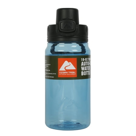 Ozark Trail 18 oz Tritan Water Bottle, Blue, Flip-Top Lid