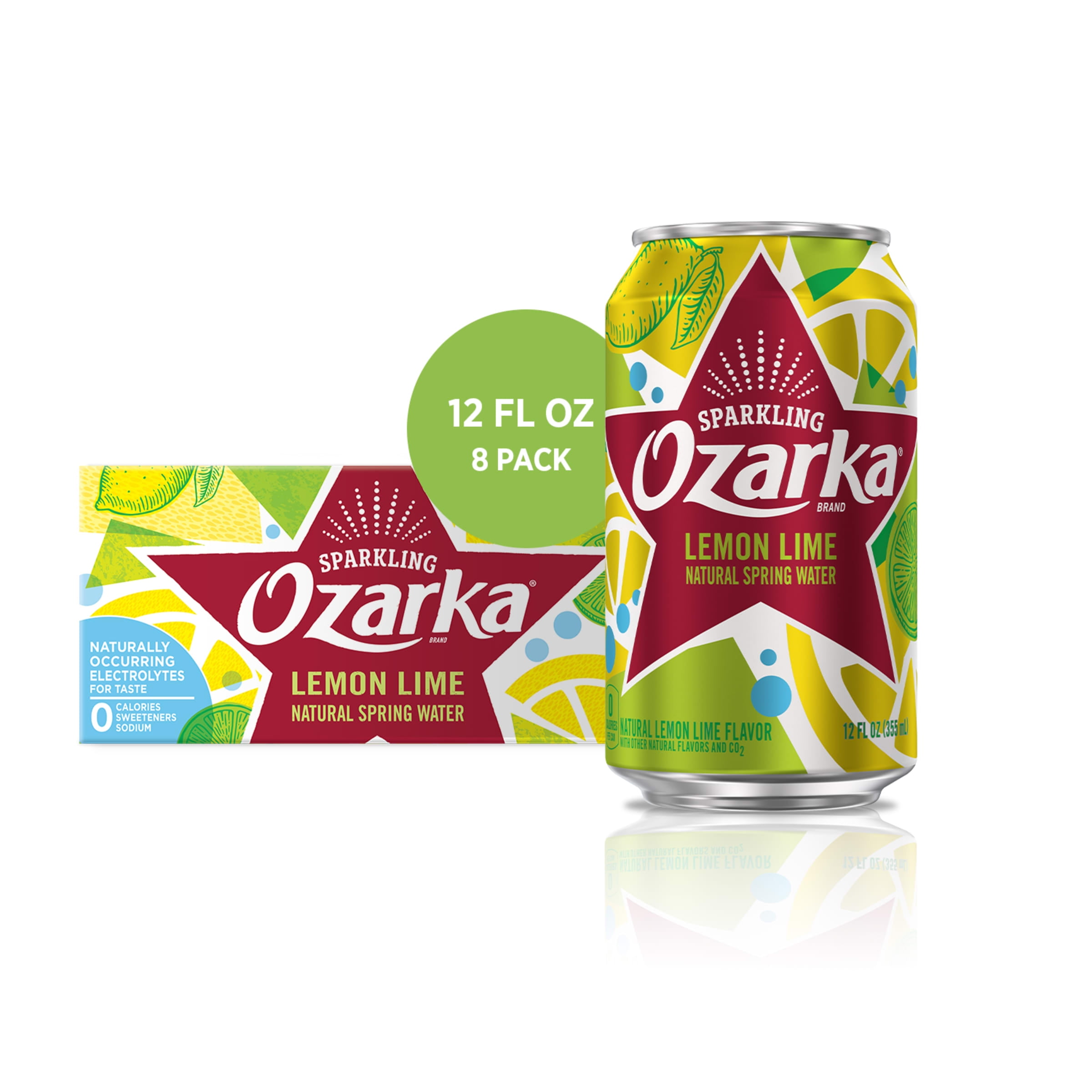 Ozarka Sparkling Water, Lemon Lime, 12 oz. Cans (8 Count)