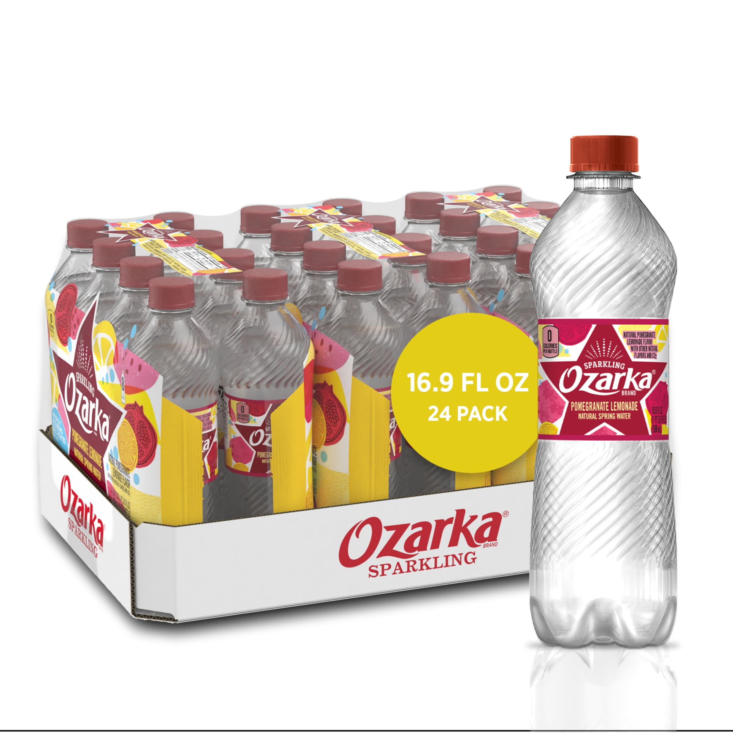 Ozarka Sparkling Water, Pomegranate Lemonade, 16.9 oz. Bottles (24