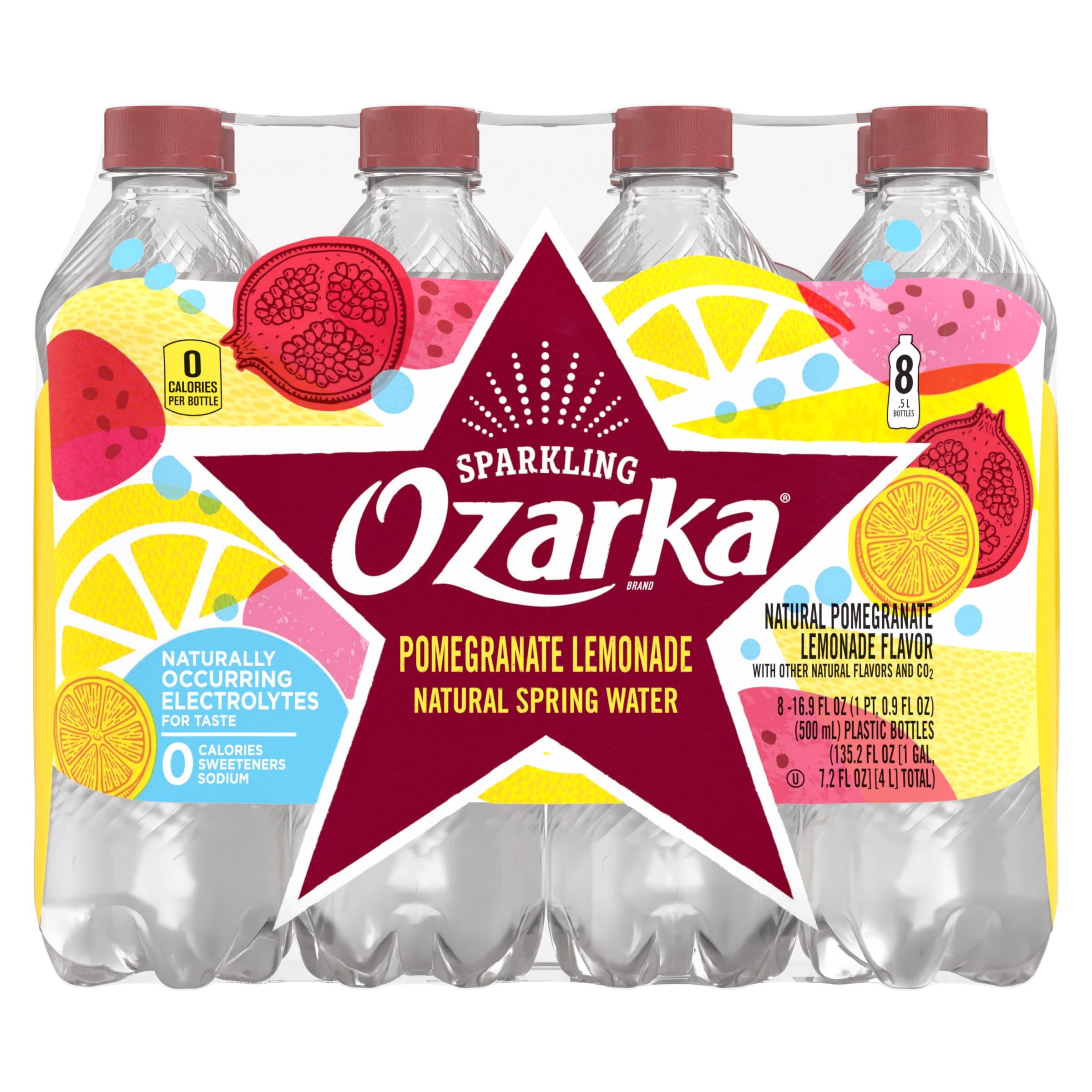 Ozarka Sparkling Water, Pomegranate Lemonade, 16.9 oz. Bottles (8 Count