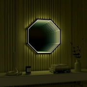 Ozarke 3D Octagon Infinity Mirror Light LED Wall Mirror RGB Color - Small