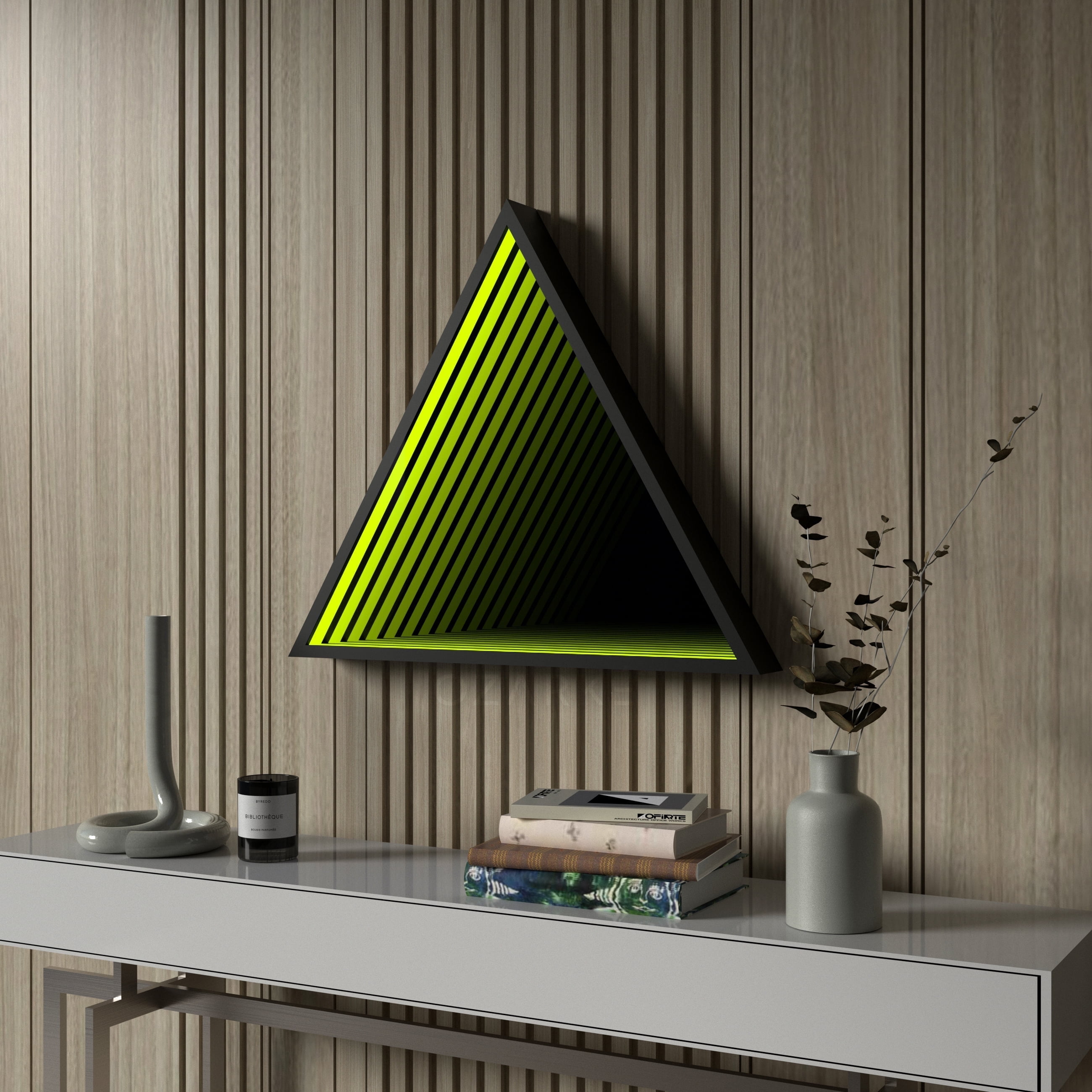 Ozarke 3D Triangle Infinity Mirror Light, LED Wall Mirror
