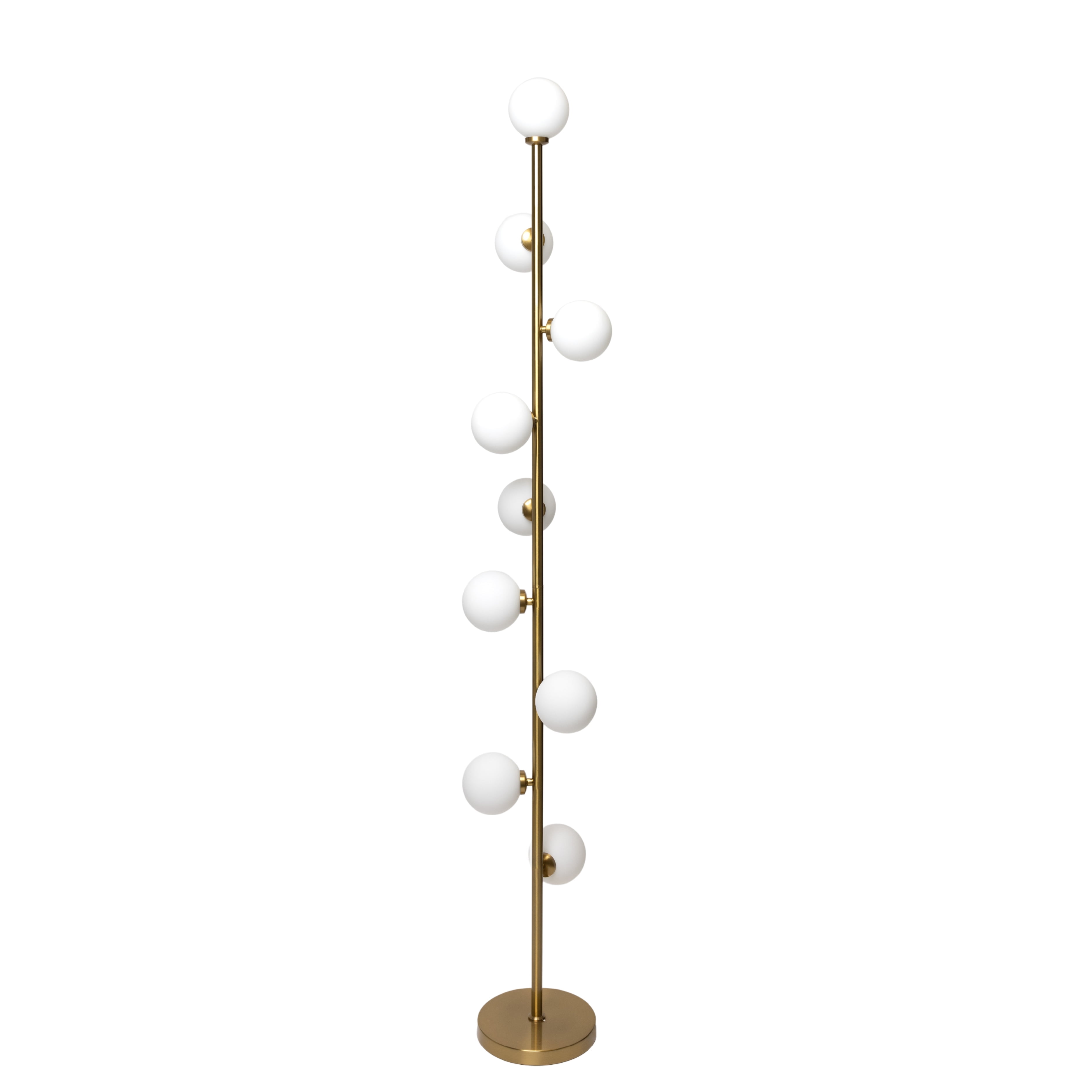 Aurelia Gold 65" Cordless Floor Lamp with Frosted Glass Globes