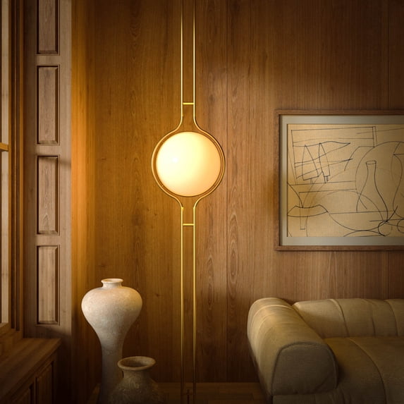 Ozarke Modern 1 Globe Floor to Ceiling Light Metal Acrylic Ball Modern Lighting for Living Room, Home Office, Home Decor Ceiling Floor Lamp - Warm 3000K