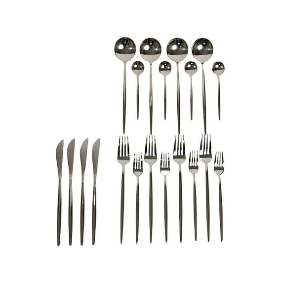Ozarke Royal Cutlery Set, Stainless Steel Shiny Mirror Silver (Set of 20)