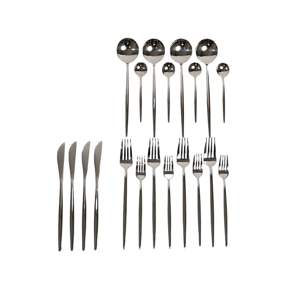 Ozarke Royal Cutlery Set, Stainless Steel Shiny Mirror Silver (Set of 20)
