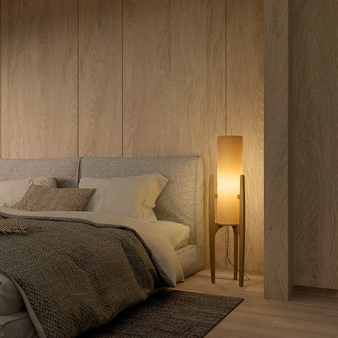 Ozarke Zen Floor Lamp - Modern Wooden Standing LED Lamp - Natural Wood