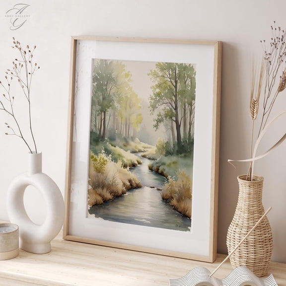 Ozarks Forest : Serene Stream Landscape Art Unframed Paper Print
