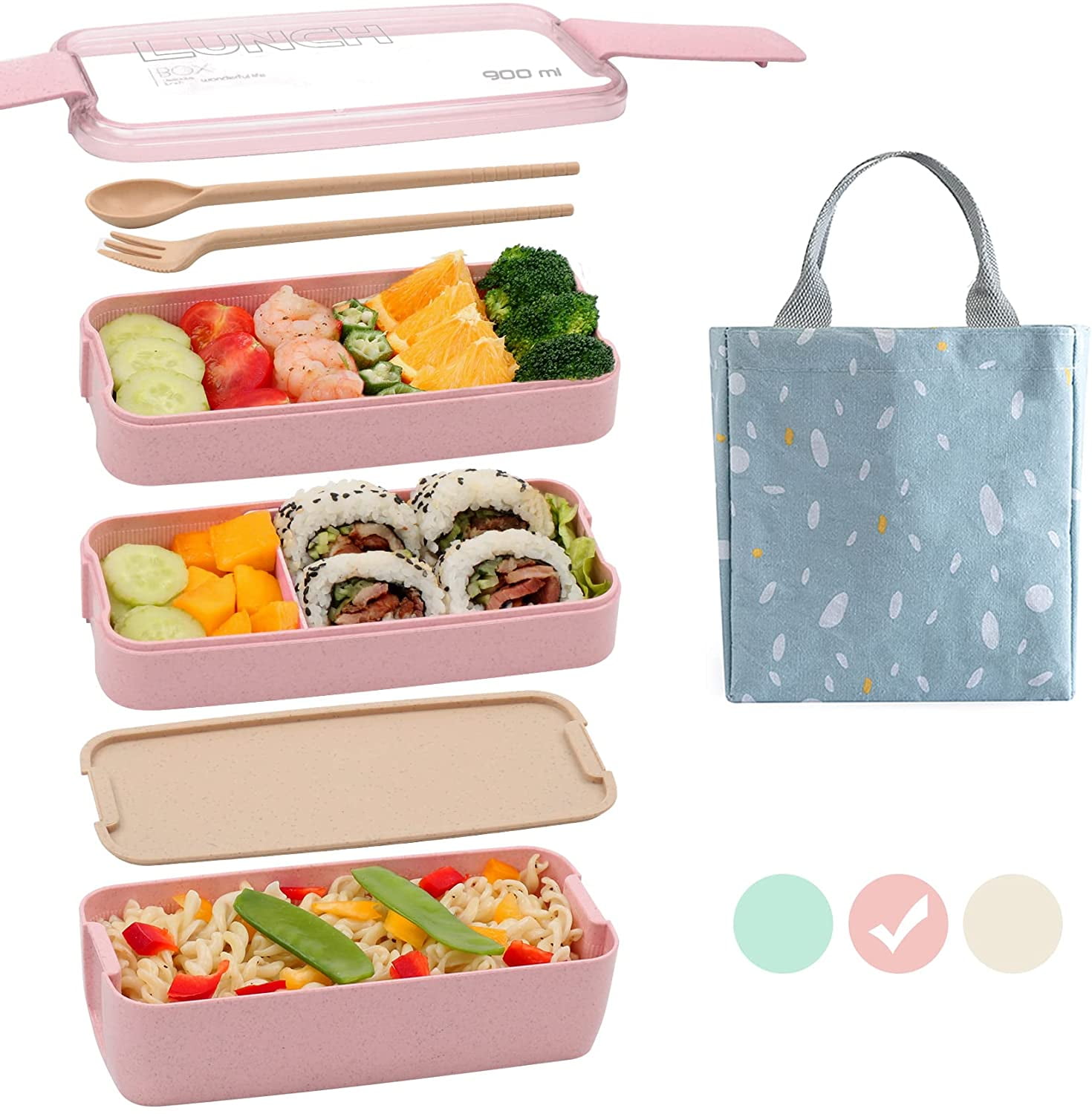  Meltset M 35Pcs Bento Box Japanese Lunch Box Kit Leakproof Bento  Lunch Box for Kids Adults Wheat Straw 3 Layer Stackable Lunch Containers  with Compartment Eco-Friendly Meal Prep Containers (Beige): Home
