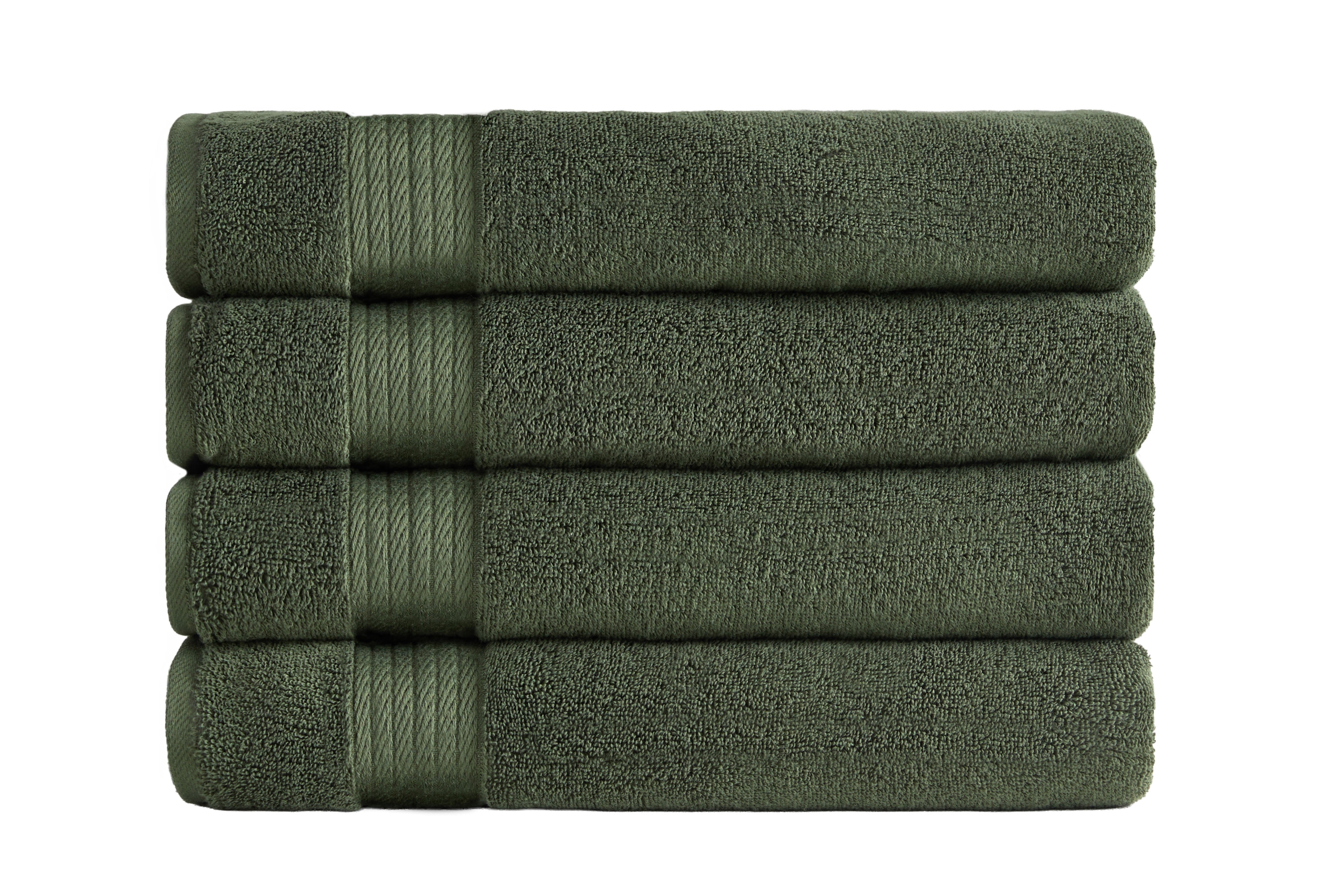Ozdilek 4-Piece 16x30 Hand Towels  575 GSM – 100% Turkish Cotton, Luxury Soft Velour, Quick Dry & Absorbent, Fade-Resistant, Comfortable & High-Quality Cotton Towel (Fern Green)