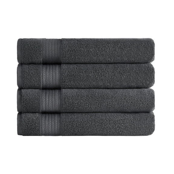 Ozdilek 4-Piece Bath Towels, 30x60" 550 GSM 100% Turkish Cotton, Luxury Quick Dry, Extra Large, Fade-Resistant, Eco-Friendly, Spa Towel, Comfortable, Cotton Towel (Anthracite Gray)