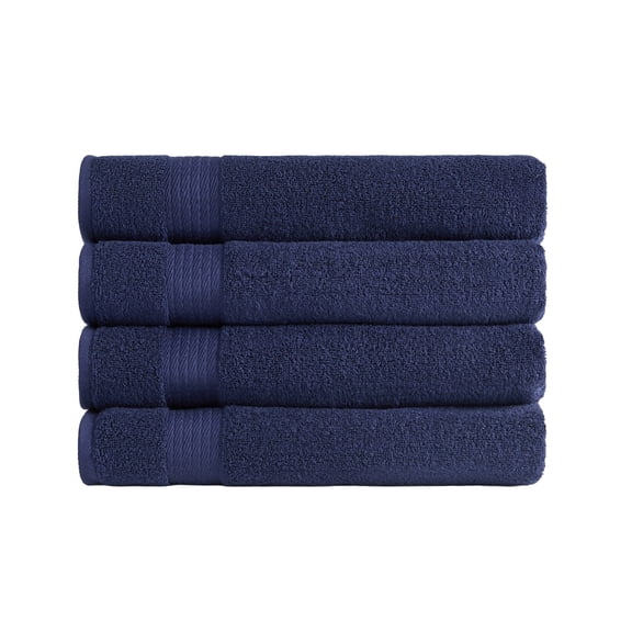 Ozdilek 4-Piece Bath Towels, 30x60" 550 GSM 100% Turkish Cotton, Luxury Quick Dry, Extra Large, Fade-Resistant, Eco-Friendly, Spa Towel, Comfortable (Navy Blue)