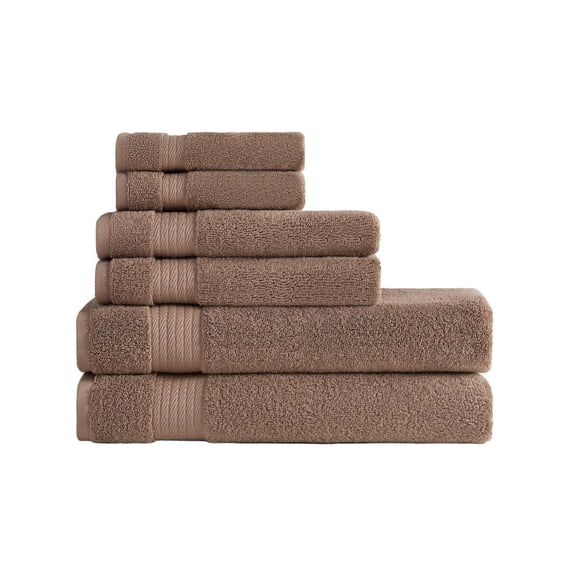 Ozdilek 6-Piece Bath Towel Set, 2 Bath, 2 Hand, 2 Wash, 100% Cotton Turkish Towels, 2 Bath Towels (30x60"/550 GSM), 2 Hand Towels (16x30"/575 GSM), 2 Washcloths (13x13"/600 GSM) (Light Brown)
