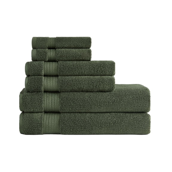 Ozdilek 6-Piece Bath Towel Set, 2 Bath, 2 Hand, 2 Wash, 100% Cotton Turkish Towels, 2 Bath Towels (30x60"/550 GSM), 2 Hand Towels (16x30"/575 GSM), 2 Washcloths (13x13"/600 GSM) (Fern Green)