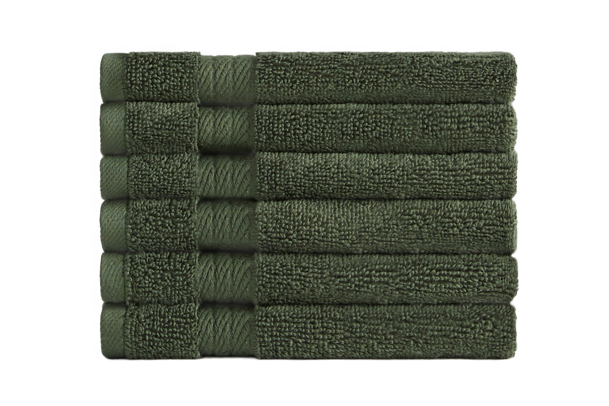 Ozdilek 6-Piece Washcloth Set 13x13 Bath Towels 100% Turkish Cotton, 600 GSM, Soft, Gentle on Sensitive Skin, Multi-Purpose Use, Washable, Reusable, Ideal for Baby Care & Spa 6 Towels (Fern Green)
