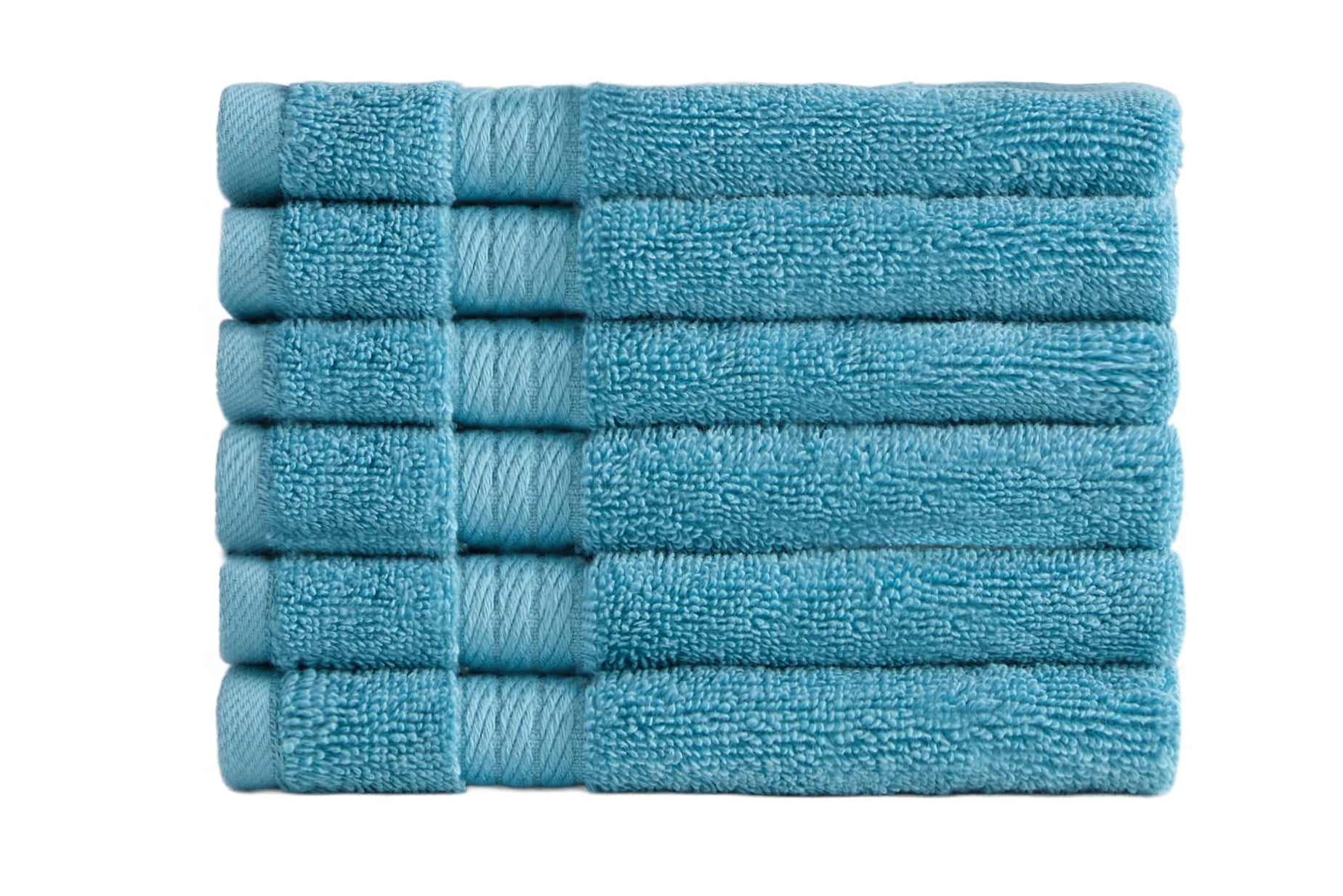 Ozdilek 6-Piece Washcloth Set 13x13 Bath Towels 100% Turkish Cotton, 600 GSM, Soft, Gentle on Sensitive Skin, Multi-Purpose Use, Washable, Reusable, Ideal for Baby Care & Spa 6 Towels  (Milky Blue)