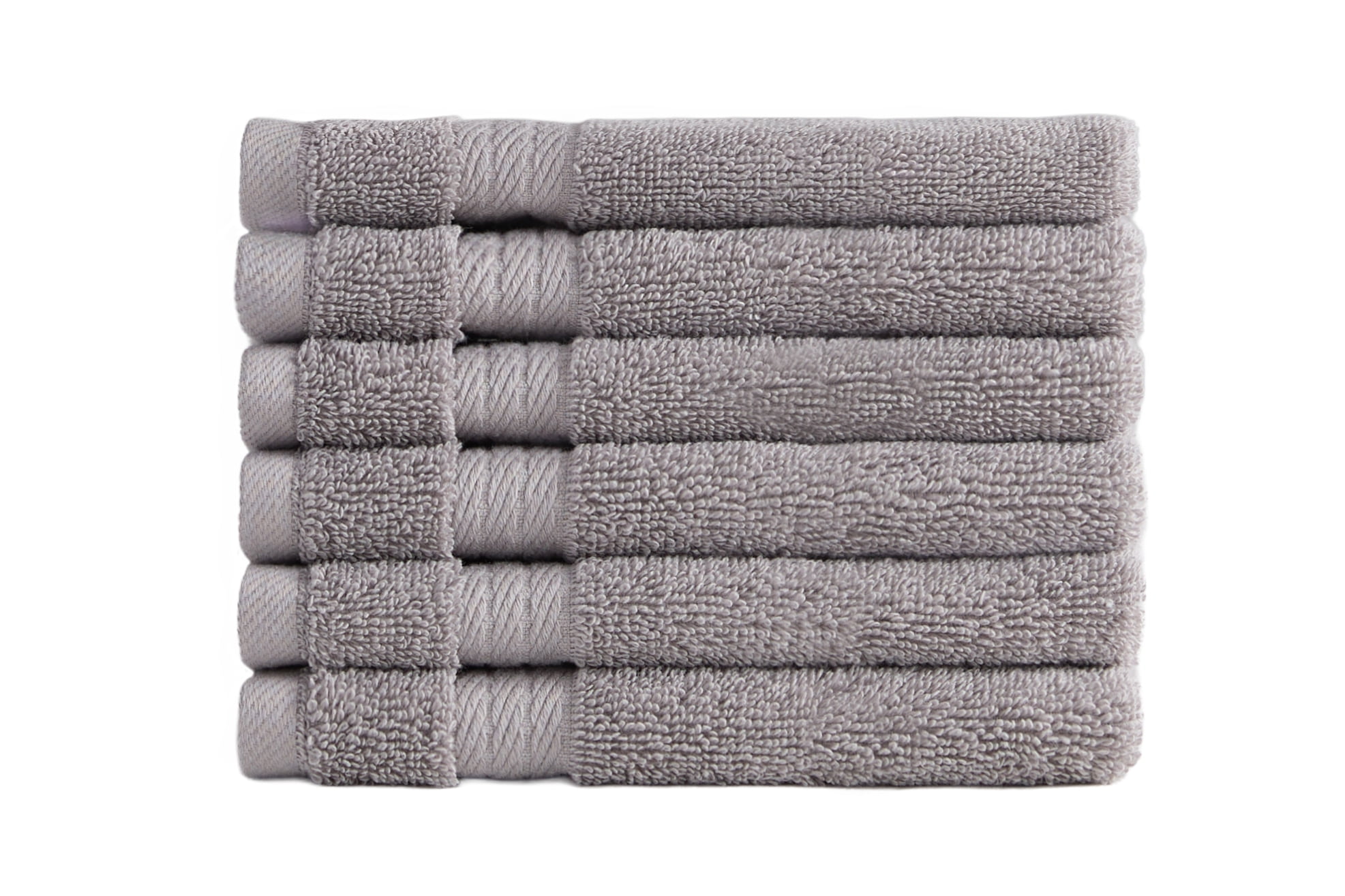 Ozdilek 6-Piece Washcloth Set 13x13 Bath Towels 100% Turkish Cotton, 600 GSM, Soft, Gentle on Sensitive Skin, Multi-Purpose Use, Washable, Reusable, Ideal for Baby Care & Spa 6 Towels (Light Grey)
