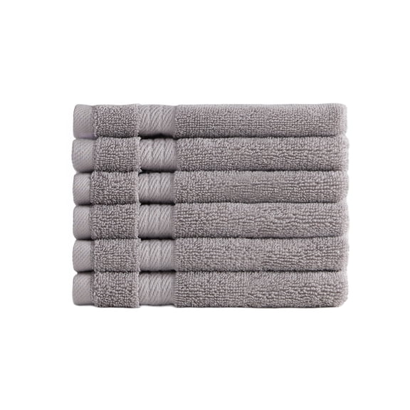 Ozdilek 6-Piece Washcloth Set 13x13 Bath Towels 100% Turkish Cotton, 600 GSM, Soft, Gentle on Sensitive Skin, Multi-Purpose Use, Washable, Reusable, Ideal for Baby Care & Spa 6 Towels (Light Grey)