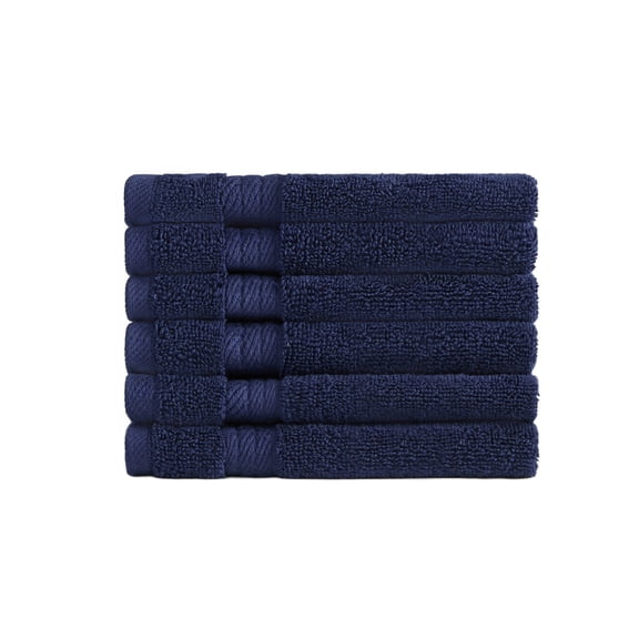 Ozdilek 6-Piece Washcloth Set 13x13 Bath Towels 100% Turkish Cotton, 600 GSM, Soft, Gentle on Sensitive Skin, Multi-Purpose Use, Washable, Reusable, Ideal for Baby Care & Spa 6 Towels (Navy Blue)